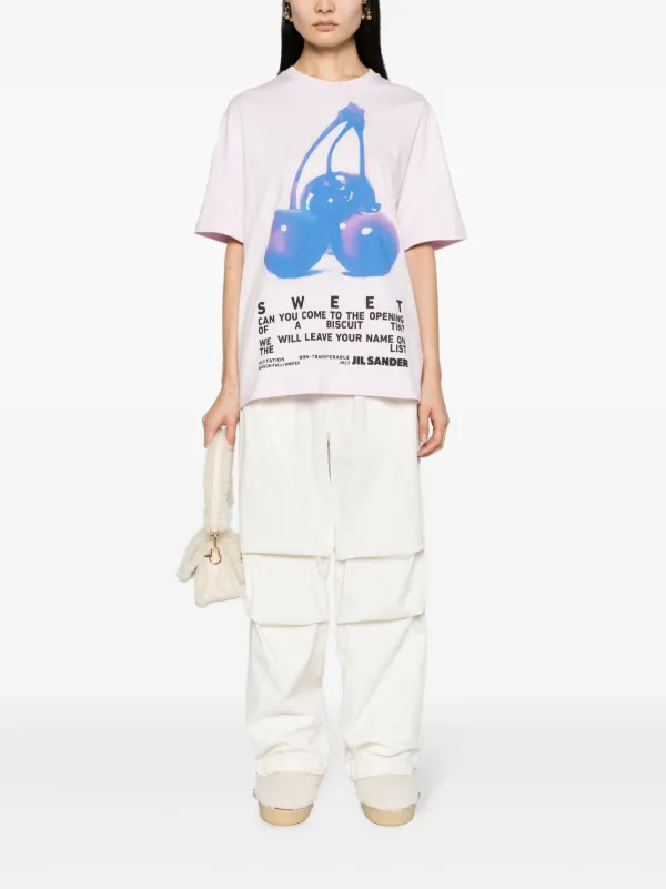 Jil Sander graphic-print Cotton T-shirt | Pink | FARFETCH