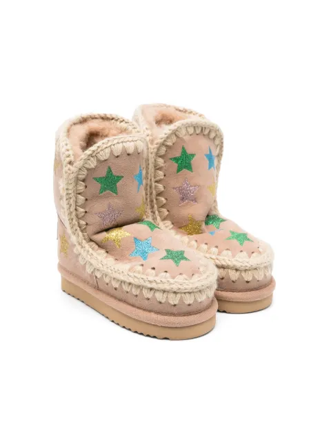 Mou Kids Eskimo star-print suede boots