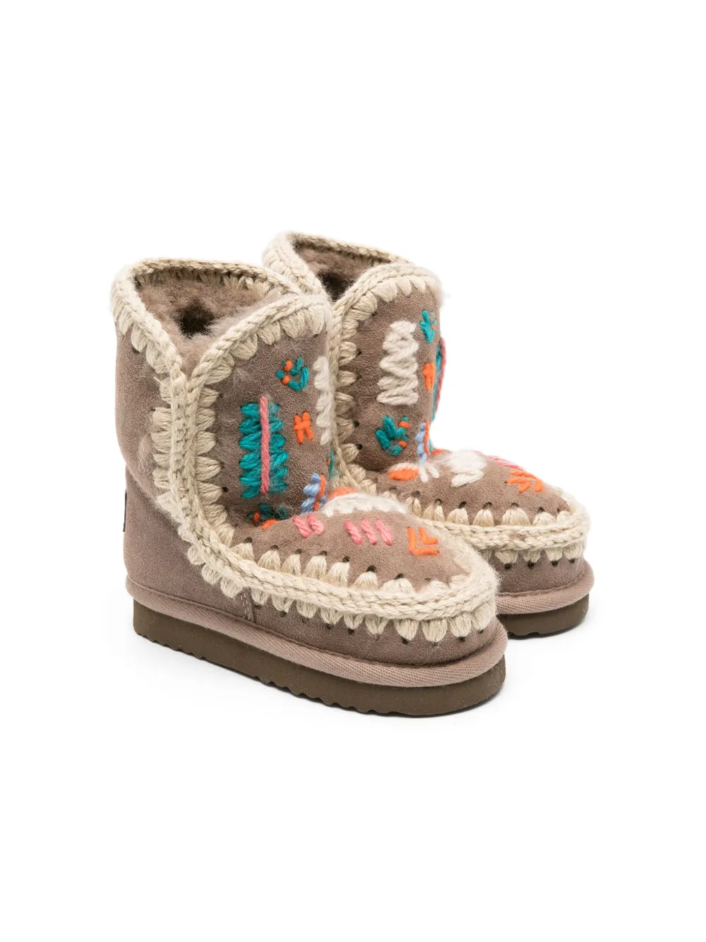 Mou Eskimo Embroidered Boots In Grey