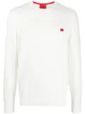 HUGO logo-patch cotton jumper - White