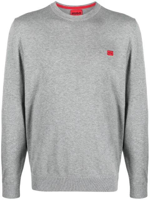 HUGO logo-patch fine-knit jumper 
