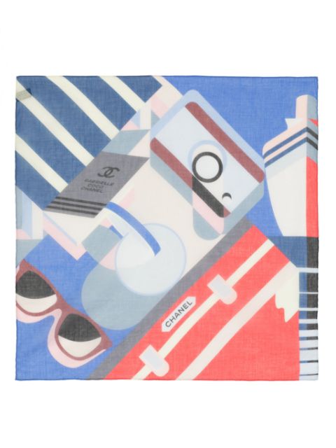 HOT SALE CHANEL geometric-print cotton scarf Women