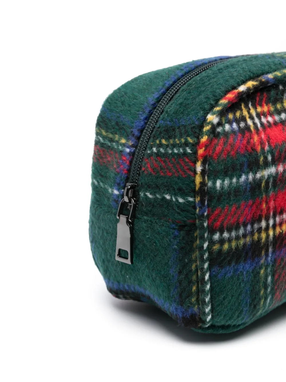  Mc2 Saint Barth Logo-embroidered Tartan-check Wash Bag - Green 