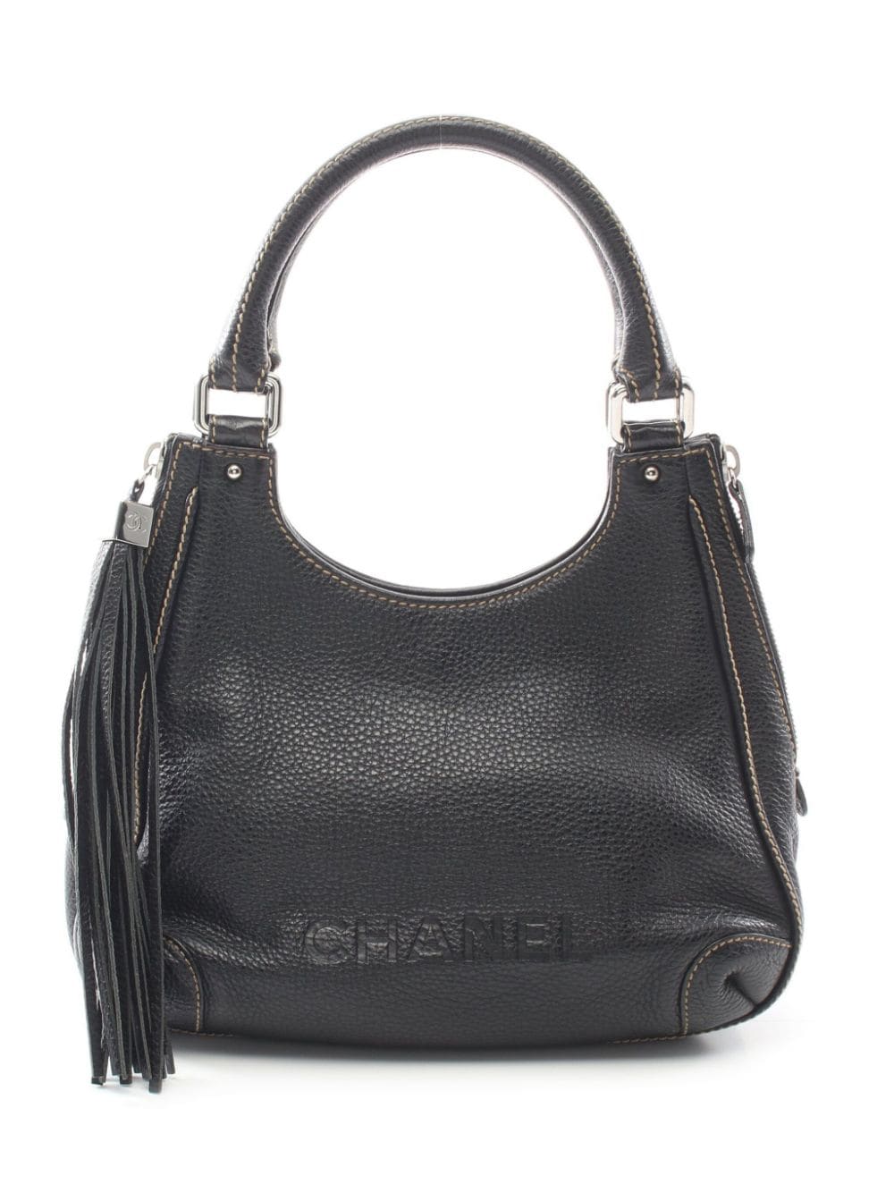 Pre-owned Chanel 2003-2004 Lax Logo-debossed Shoulder Bag In Black