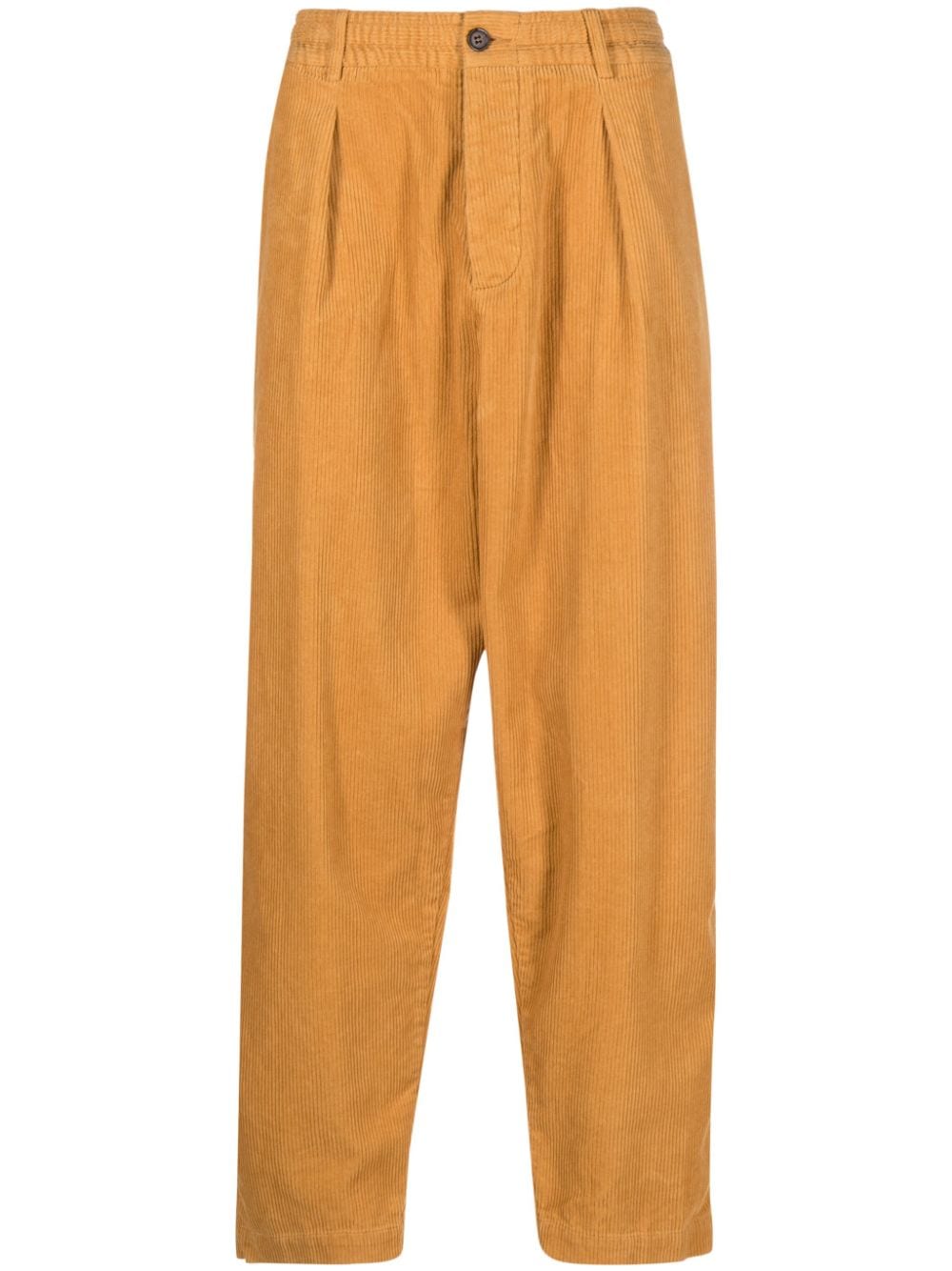 Universal Works Pleat-detail Wide-leg Corduroy Trousers In Yellow