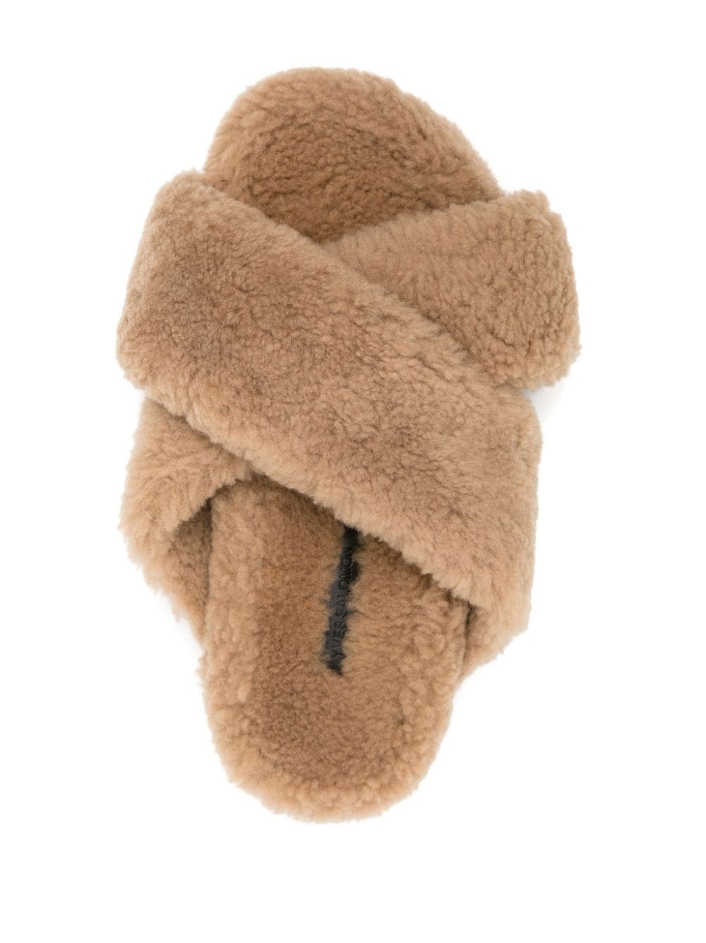 Shop Yves Salomon Crossover-strap Faux-shearling Slippers In Neutrals