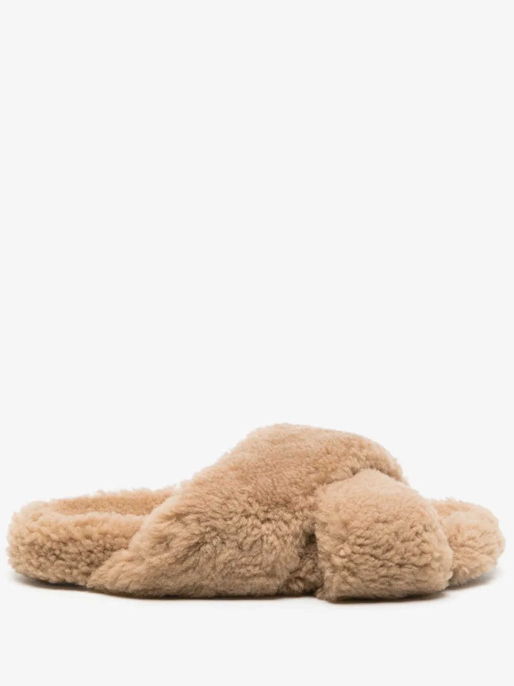 crossover-strap shearling slippers