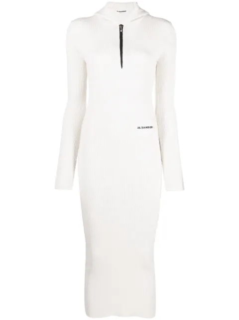 Jil Sander ribbed-knit hooded midi dress