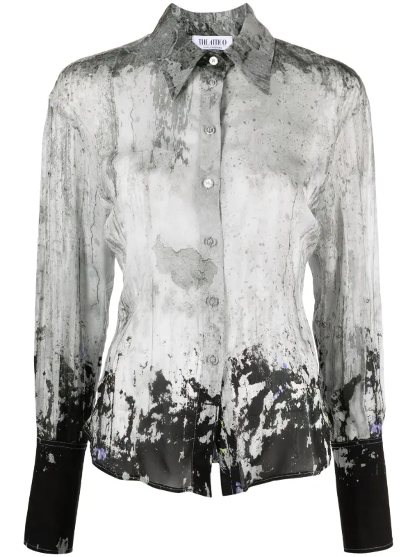 lilly❤︎‬様 The Attico Lily abstract-print Shirt | Grey | FARFETCH