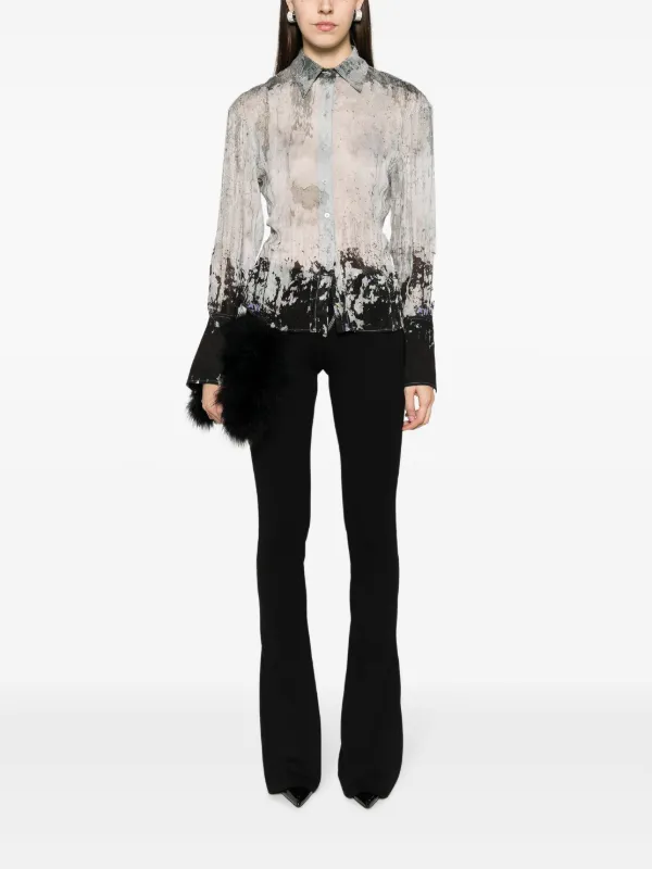 The Attico Lily abstract-print Shirt | Grey | FARFETCH