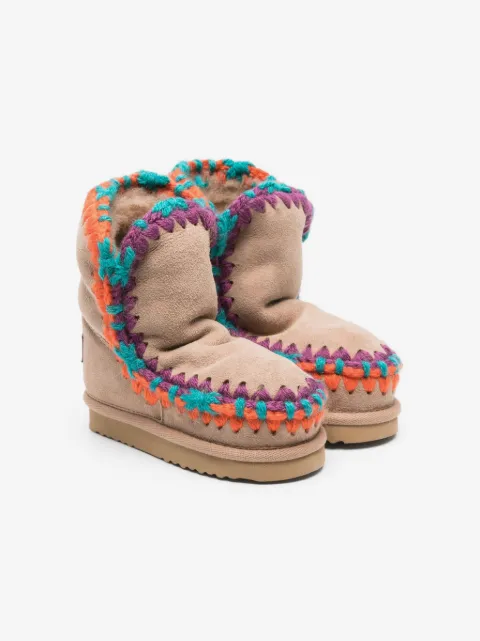 Mou Kids Overstitching suede boots