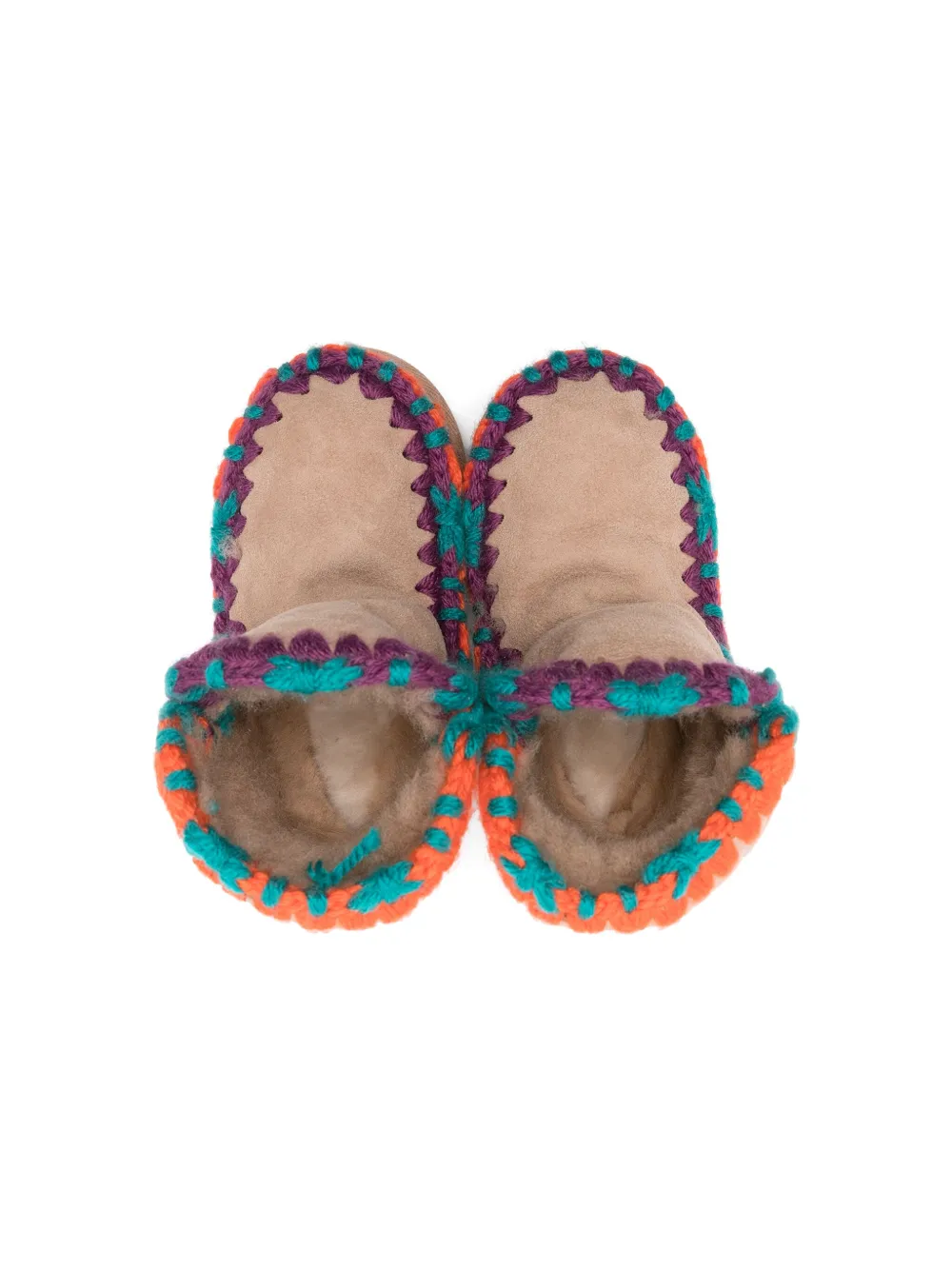  Mou Kids Eskimo Overstitching Suede Boots - Neutrals 