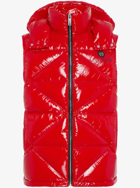 Philipp Plein chaleco capitonado con placa del logo Hexagon