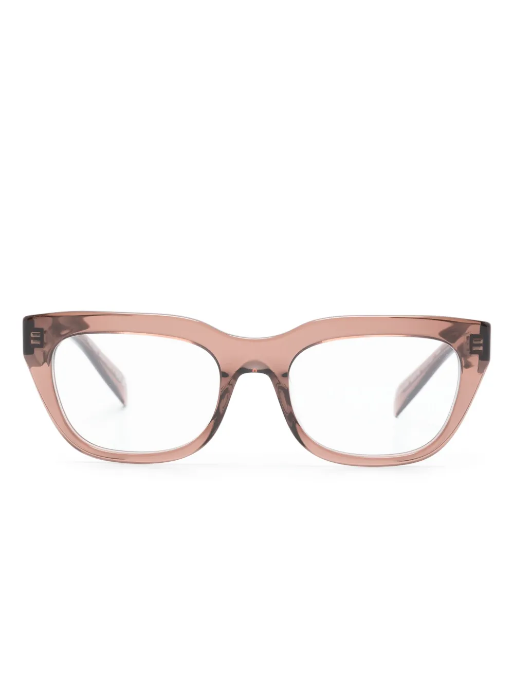 Prada Transparente Brille Mit Eckigem Gestell In Brown