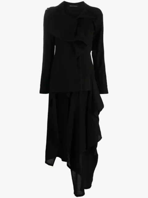 Yohji Yamamoto ruffle-detail asymmetric coat