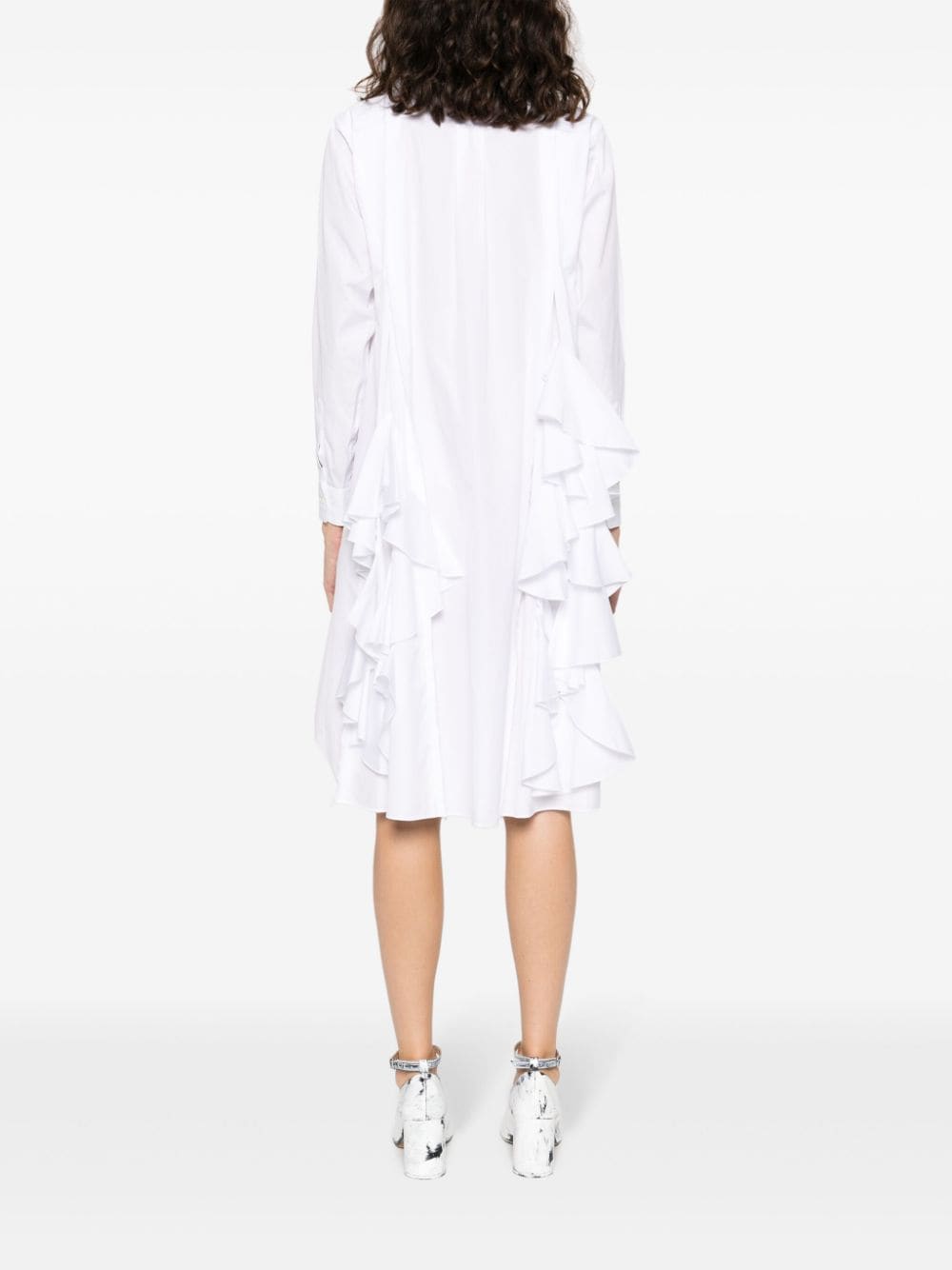 Shop Comme Des Garçons Comme Des Garçons Ruffled Bib-collar Midi Dress In White