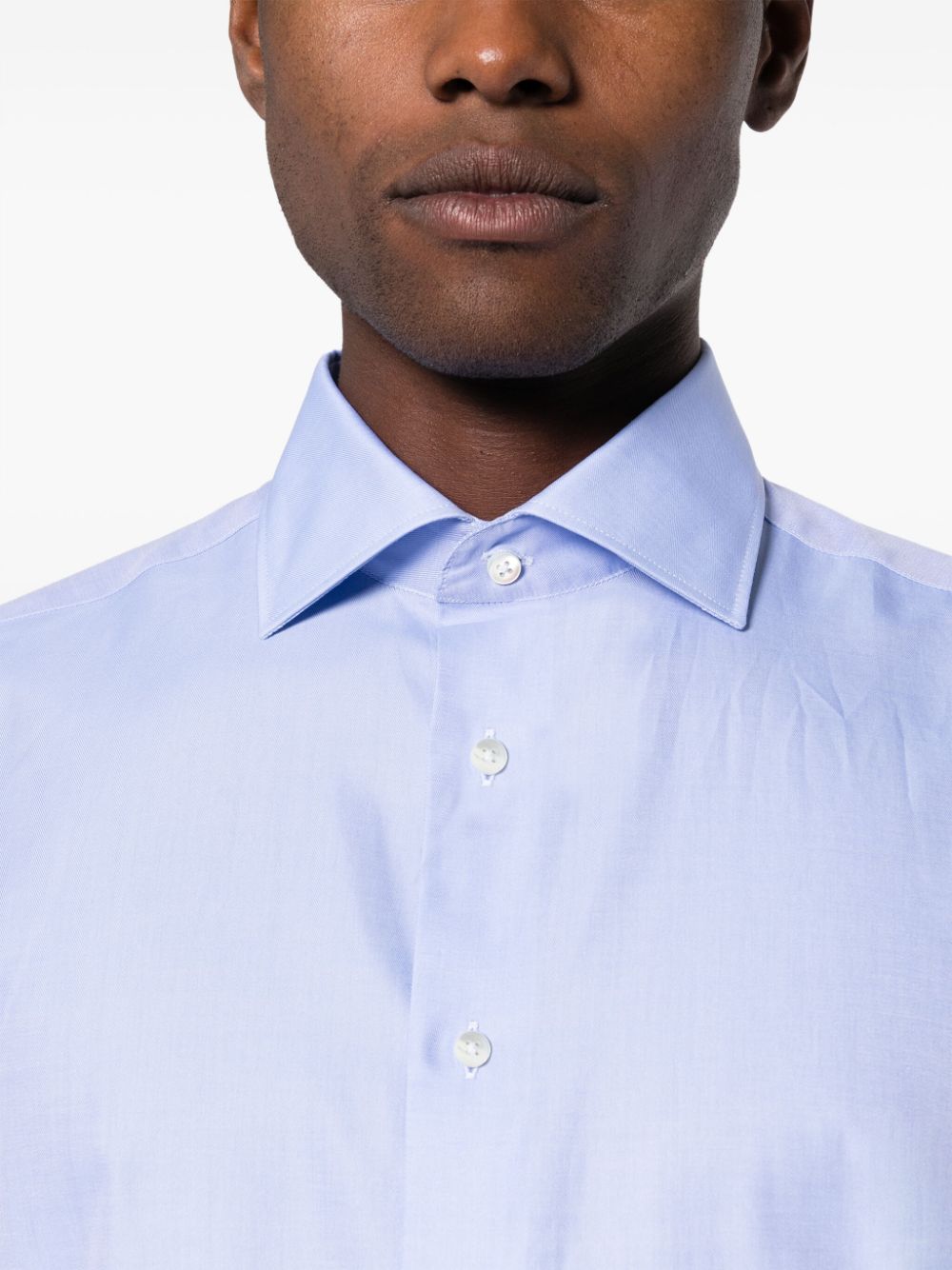 Canali Overhemd met uitgesneden kraag Blauw