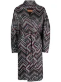 Missoni Zigzag sequin-embellished belted coat - Green