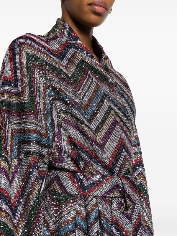 Missoni Zigzag sequin-embellished Belted Coat - Farfetch