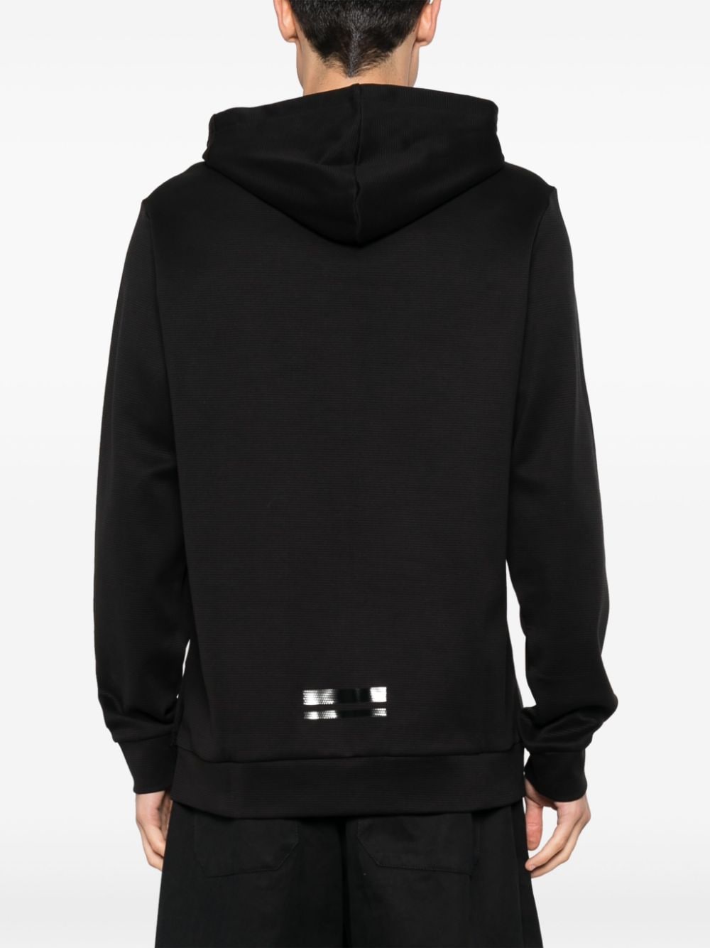 Shop Hugo Boss Mirror-effect Logo Drawstring Hoodie In Black