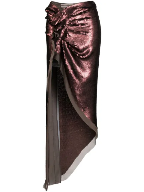 Rick Owens Edfu asymmetric sequinned maxi skirt