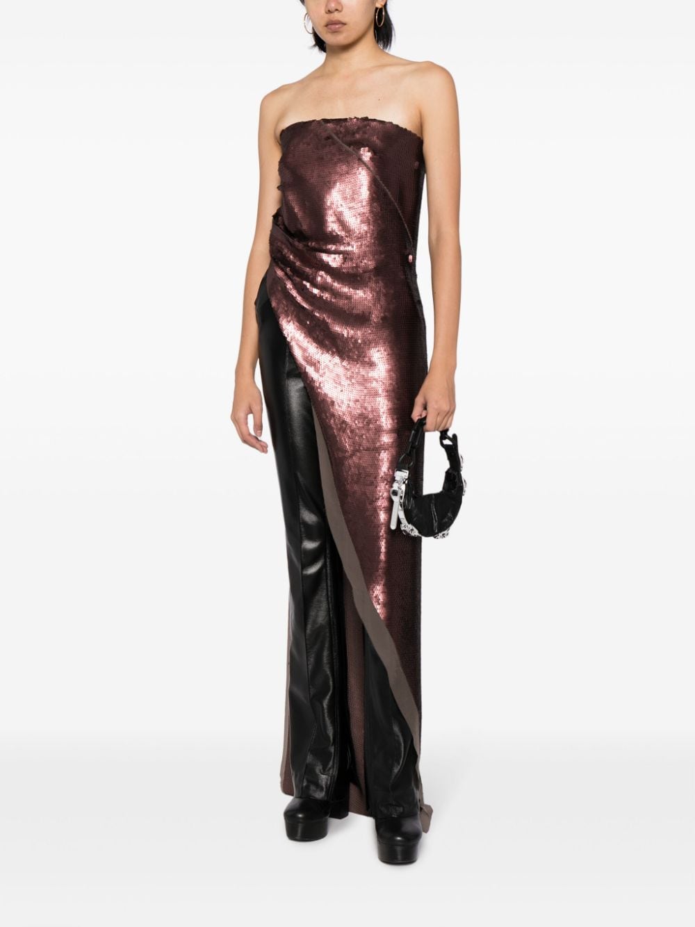 Rick Owens Luxor asymmetric sequinned top - Bruin