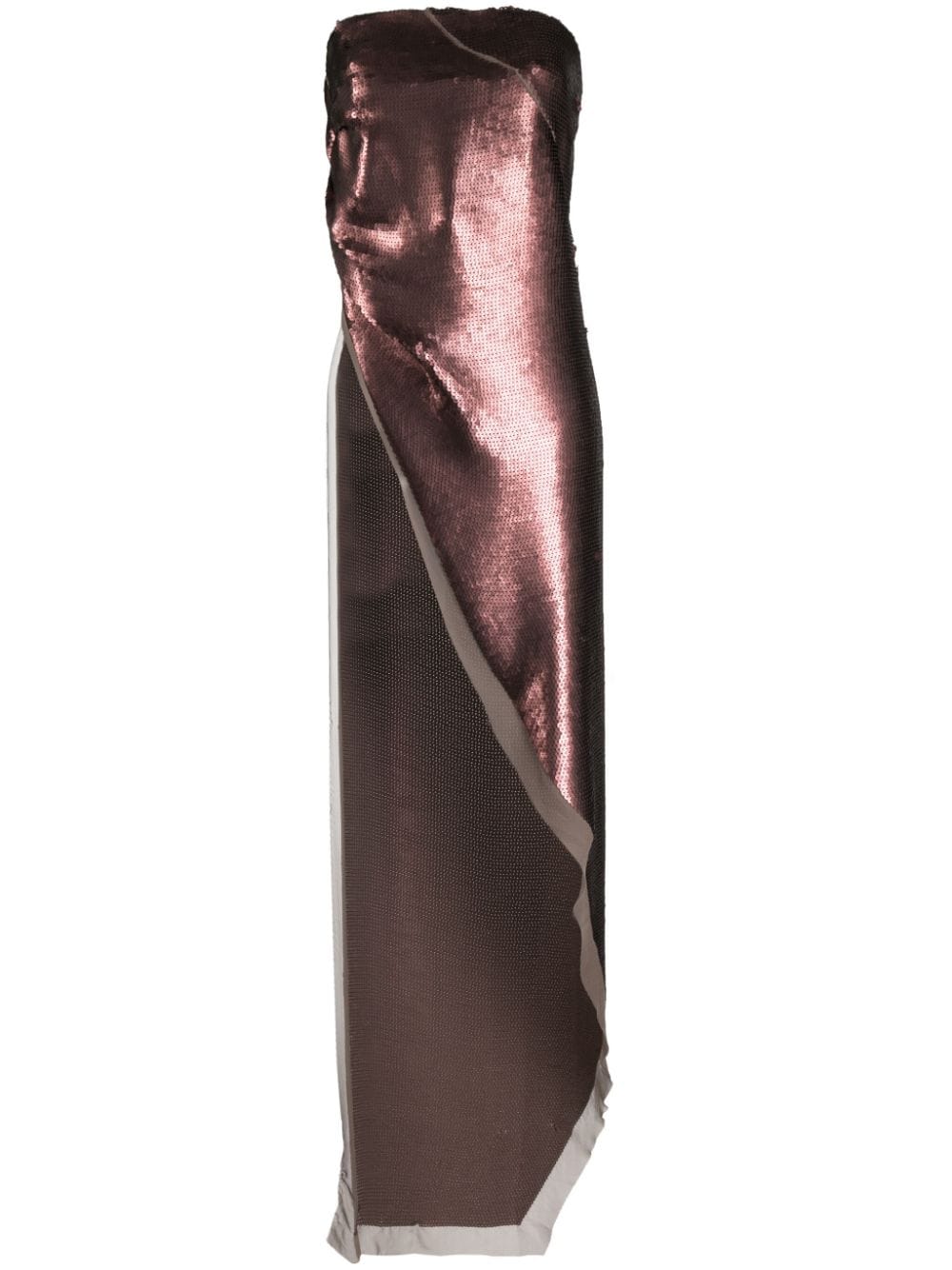 Rick Owens Luxor Asymmetric Sequinned Top In Brown