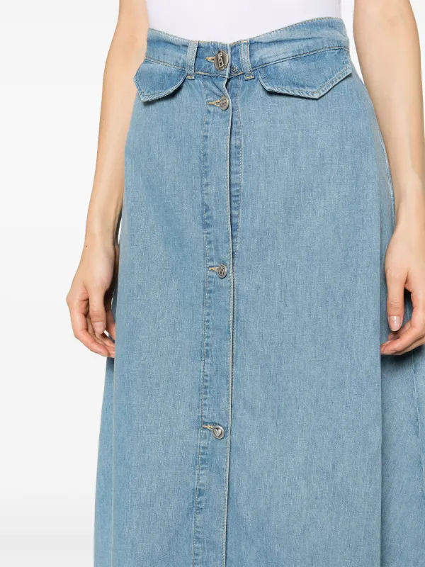 MOSCHINO JEANS A-line Buttoned Denim Skirt | Blue | FARFETCH MOSCHINO JEANS A-line Buttoned Denim Skirt | Blue | FARFETCH