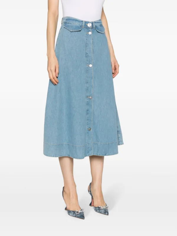 MOSCHINO JEANS A-line Buttoned Denim Skirt | Blue | FARFETCH