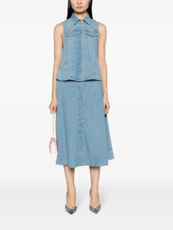 MOSCHINO JEANS A-line Buttoned Denim Skirt | Blue | FARFETCH