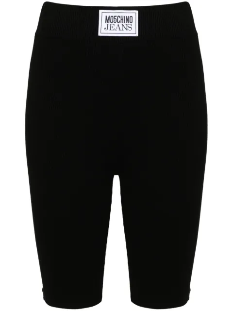 MOSCHINO JEANS logo-patch high-waist shorts