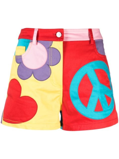 MOSCHINO JEANS colour-block cotton mini shorts