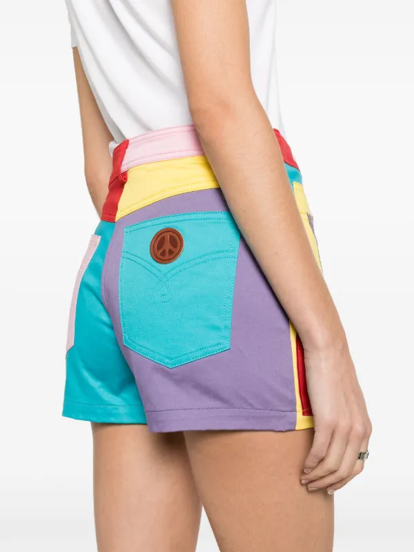MOSCHINO JEANS colour-block Cotton Mini Shorts | Red | FARFETCH AO