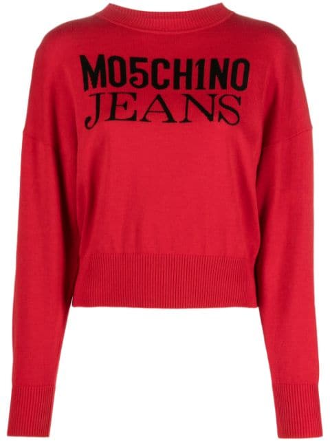 MOSCHINO JEANS logo intarsia-knit jumper