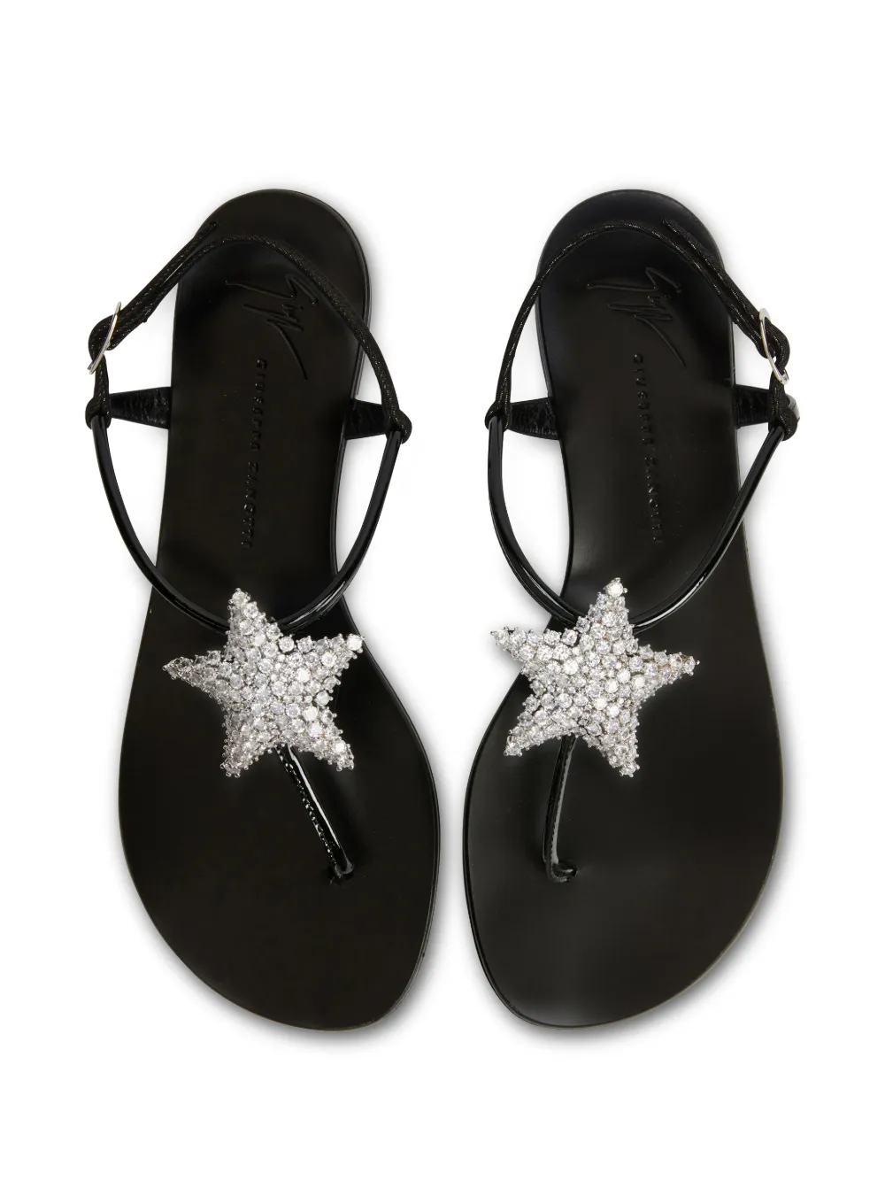 Giuseppe Zanotti Black Rosalia Crystal Embellished Thong Sandals In Black