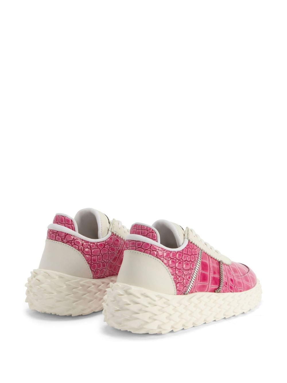 Shop Giuseppe Zanotti Urchin Crocodile-embossed Sneakers In Pink