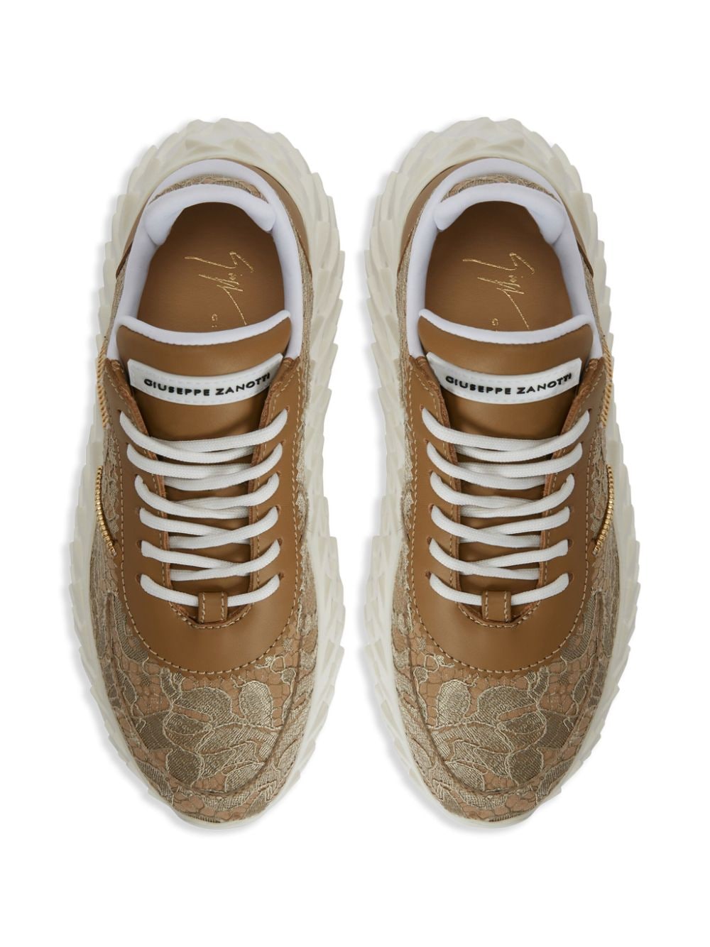 Shop Giuseppe Zanotti Urchin Lace-overlay Sneakers In Neutrals