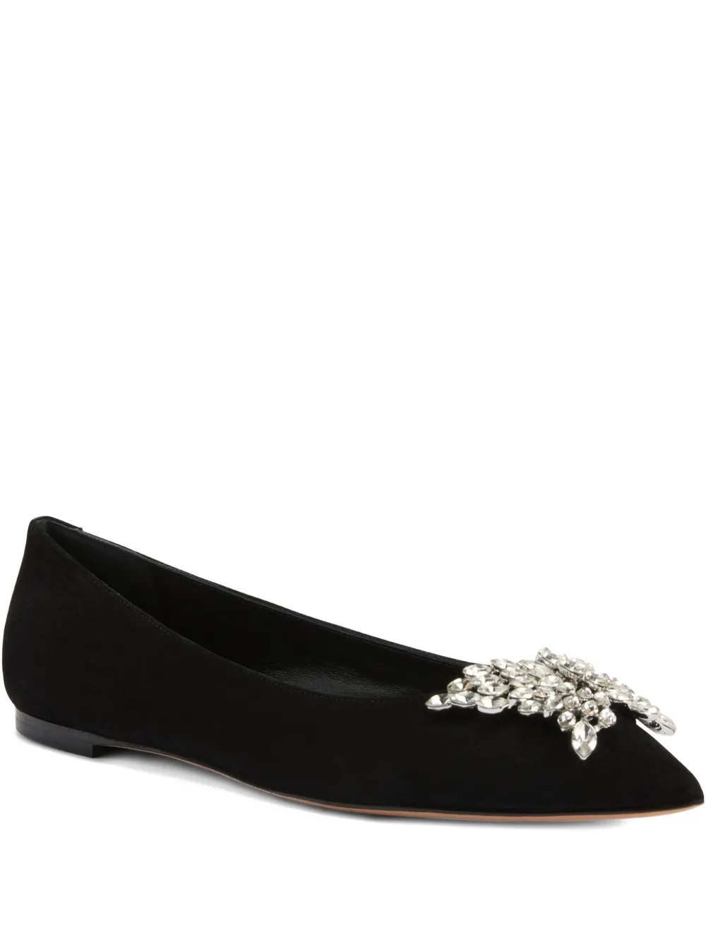 Giuseppe Zanotti Farifu crystal-embellished suede ballet flats Black