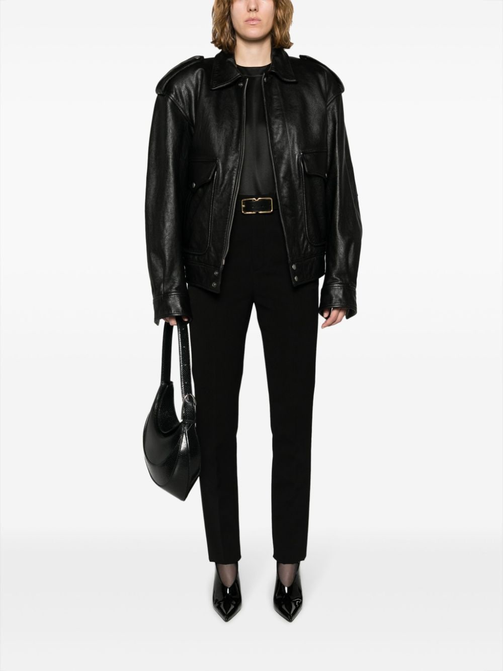 Saint Laurent Leren jack - Zwart