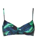 Lygia & Nanny Cassis leaf-print bikini top - Blue
