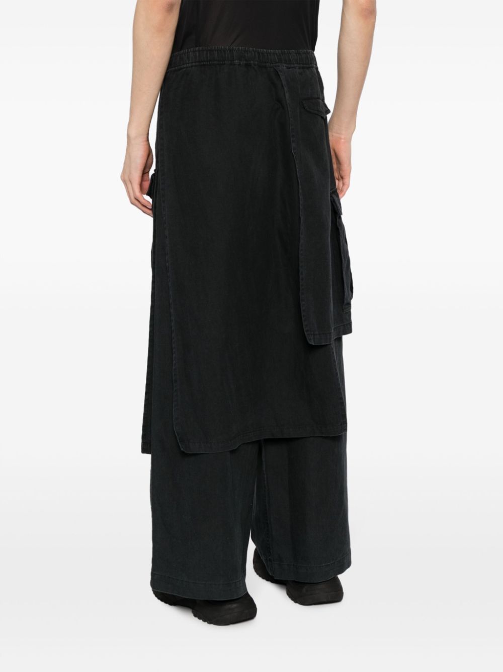 Shop Maharishi Asymmetric Layered Twill Cargo Trousers In Black