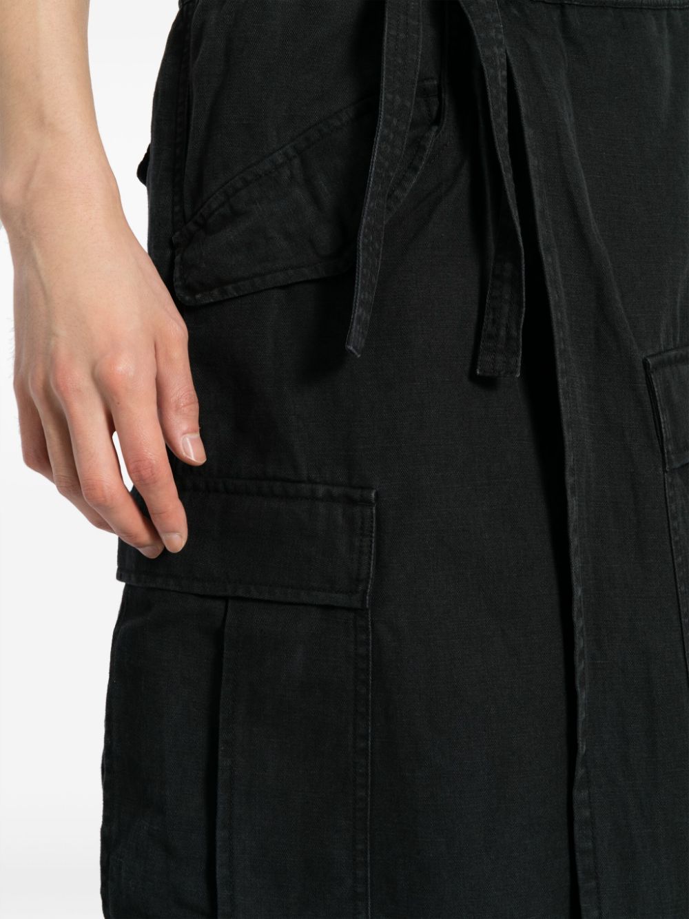 Shop Maharishi Asymmetric Layered Twill Cargo Trousers In Black