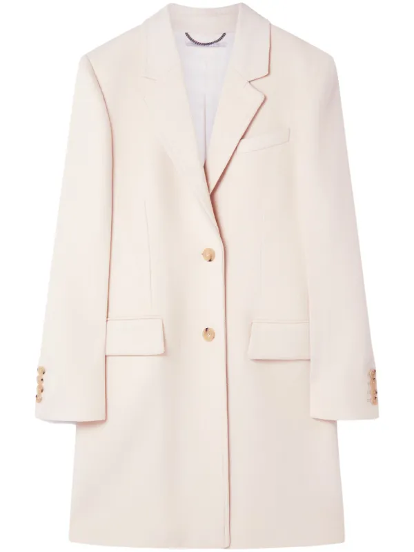 Stella McCartney Single-breasted Wool Coat in Neutrals