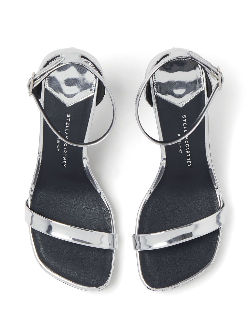 Shop Stella Mccartney 100mm Elsa Metallic Sandals In Silver