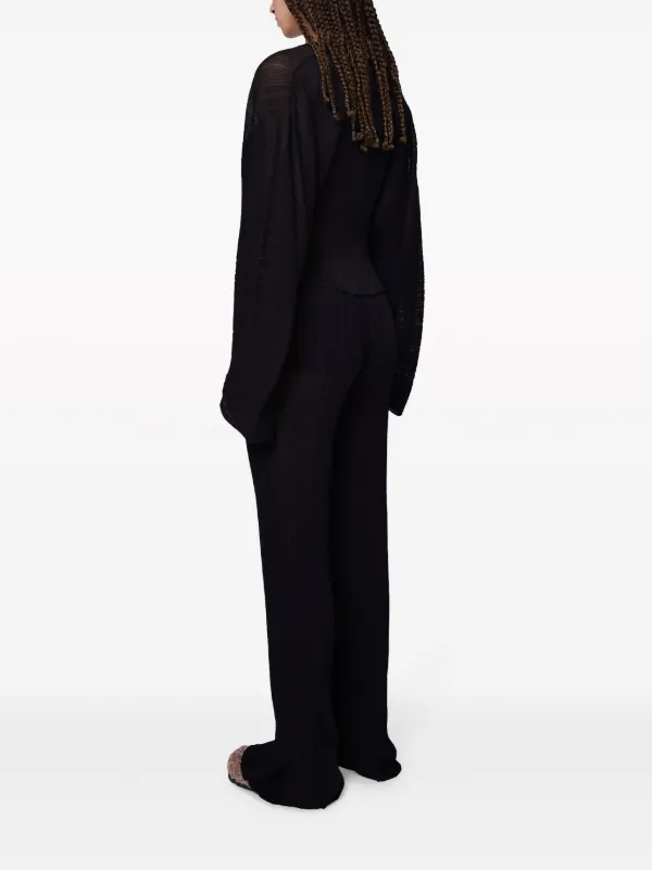 Stella McCartney fine-knit plissé-effect Top | Black | FARFETCH