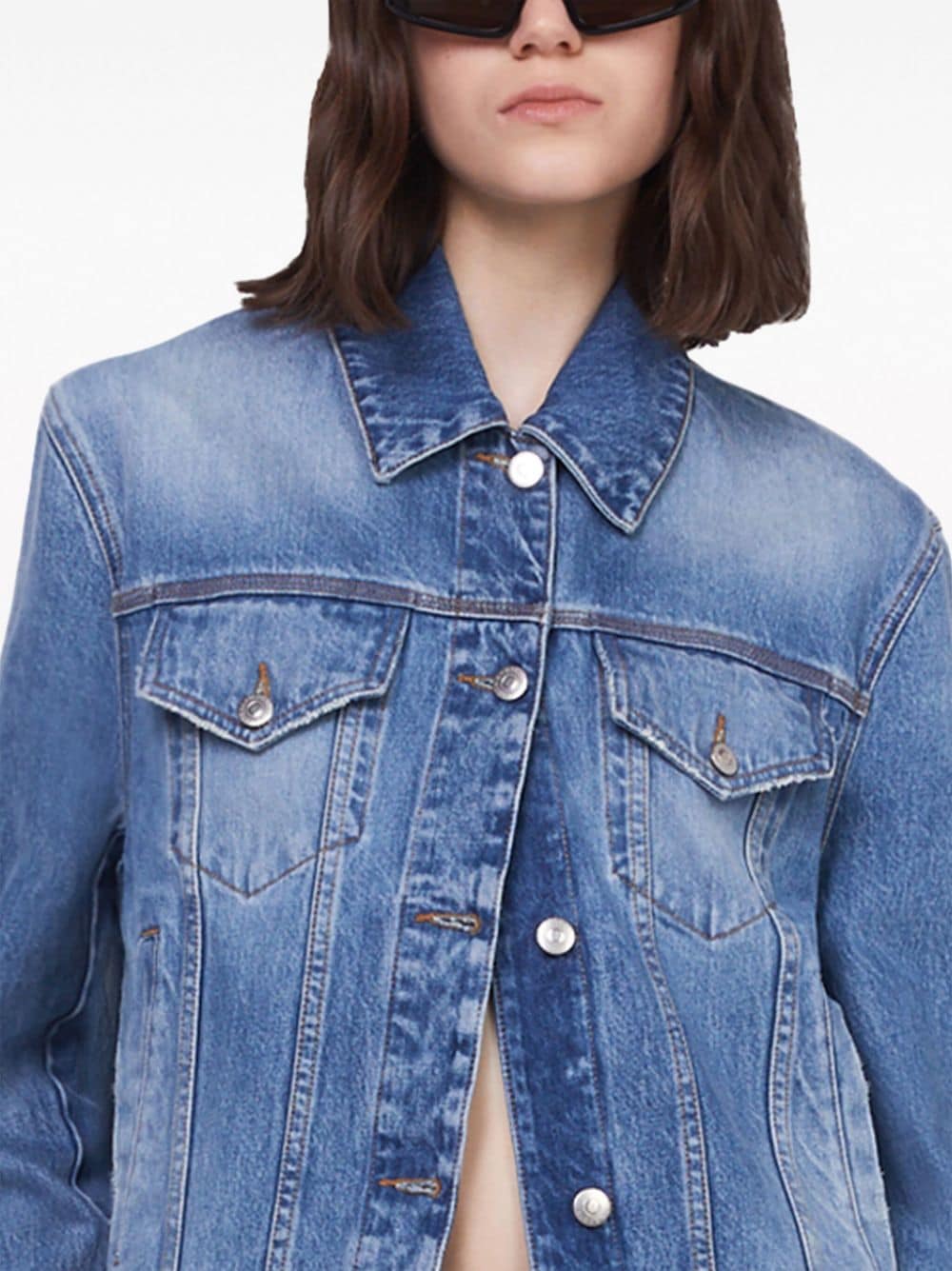 Shop Stella Mccartney Falabella Chain-detail Denim Jacket In Blue