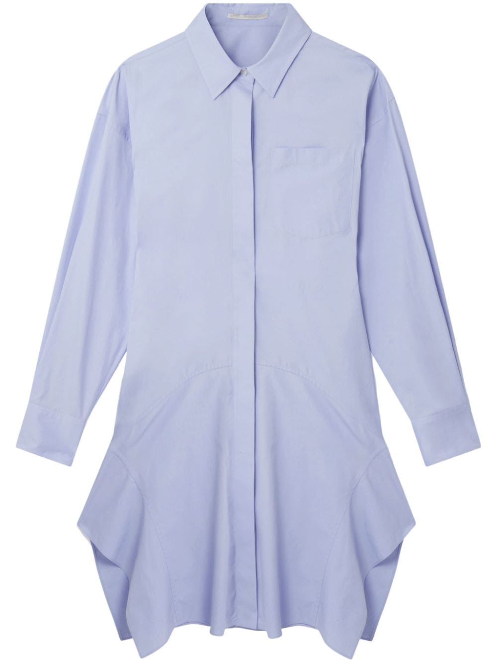 Shop Stella Mccartney Banana-sleeve Cotton Shirt Dress In Blue