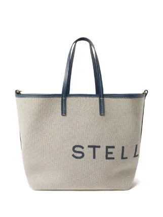 Stella McCartney logo print Canvas Tote Bag Neutrals FARFETCH JO