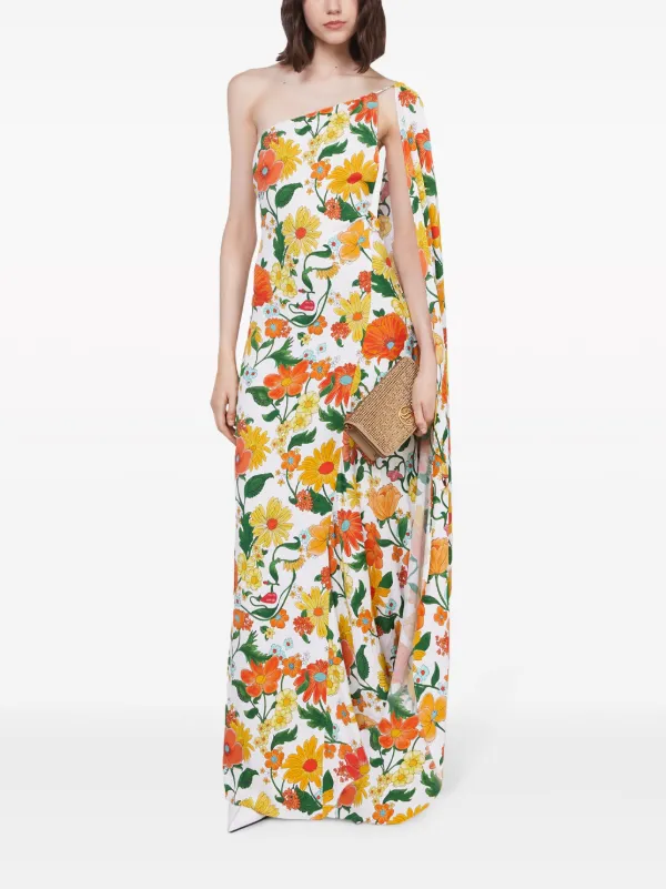 Stella McCartney Lady Garden-print Asymmetric Gown - Farfetch