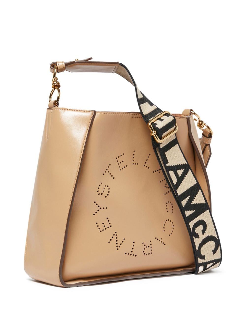 Shop Stella Mccartney Perforated-logo Shoulder Bag In Neutrals